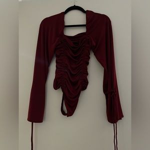 Free People Burgundy Bodysuit